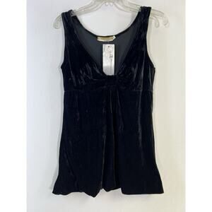 NWT VTG Y2K Black Babydoll Top Velvet Fairycore Whimsigoth Dark Romance Italy